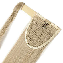 Load image into Gallery viewer, Silk-co Ponytail Hair Extension One Piece Clip in on Pony Tail Synthetic Straight Hairpieces 23inch Blond&Bleach Blond