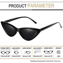 Load image into Gallery viewer, Joopin Polarized Cat Eye Sunglasses for round faces for Women, Retro Narrow Pointy Cateye Womens Sun Glasses (Black)
