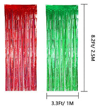 Load image into Gallery viewer, ENTHUR Christmas Party Decoration Backdrop Foil Curtains 1×2.5m×4 Pack Metallic Fringe Door Curtains Shimmer Tinsel Curtain for Birthday Wedding Party Halloween Christmas Decorations