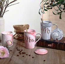 Load image into Gallery viewer, Mr and Mrs Coffee Cups Set Wedding Gifts for Couple Engagement Bridal Shower Bride and Groom Anniversary Marble Ceramic Mugs 14 Oz