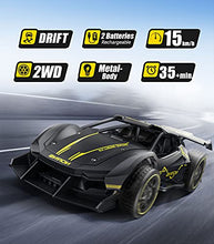 Load image into Gallery viewer, Dodoeleph Metal RC Cars 10km/h, Drift Car, 1:24 Diecast Remote Control Car, Electric Sport Racing Hobby Toy Car Model Vehicle for 8-12 Boys Teens Gift Black