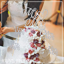 Load image into Gallery viewer, 11 Pieces Silver Glitter Mr Mrs Cake Topper Mr Mrs Cake Decoration Acrylic Wedding Cake Topper Wedding Cucpake Topper Bakeware Decorating Tools for Anniversary Valentine's Day Party Supplies
