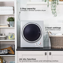 Load image into Gallery viewer, Russell Hobbs RH3VTD800S Silver 2.5kg Compact Mini Vented Tumble Dryer, Portable, Freestanding Table top Dryer with 3 Heat Settings small
