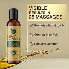 Load image into Gallery viewer, Life & Pursuits Organic Hair Growth Oil (100 ml) Herbal Scalp Therapy Oil for Thick, Strong, Healthy Hair with Bhringraj, Amla, Coconut, Sesame, Almond, Onion & Castor Oil