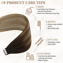 Load image into Gallery viewer, Tape in Hair Extensions Human Hair Brown to Medium Brown Mix Blonde 12inch 100% Real Remy Human Hair Extensions Tape in Extensions Human Hair 20 Pcs/30g