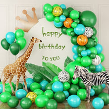 Load image into Gallery viewer, Balloons Garland Arch Kit Green, Jungle Party Balloon Garland Balloons Arch Kit with Safari Animal Print Balloon for Boys Dinosaur Safari Birthday Decorations Animal Wild Party Baby Shower Supplies