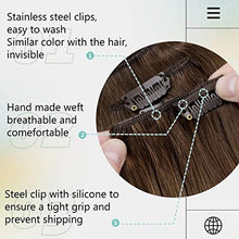 Load image into Gallery viewer, Hetto Clip in Hair Extensions Balayage Brown Human Hair Clip on Hair Extensions Real Remy Clip in Extensions Human Hair Dark Brown to Caramel Blonde 100g 18Inch #4/27/4