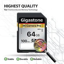 Load image into Gallery viewer, Gigastone SD Card 64GB 2-Pack, High-Speed 64GB SD Card Full HD Video Memory Card, Compatible with Canon Nikon Sony Pentax Kodak Olympus Panasonic Digital Camera, UHS-I SDXC V10 U1 Class 10 (64gb)