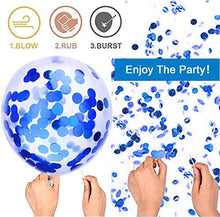 Load image into Gallery viewer, DOJoykey Baby Shower Party Decoration, IT’S A BOY Banner and Latex Balloons, Blue Bunting, 6pcs Paper Fans, 5pcs Balloons with Inner Confetti for Baby Boy Party