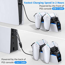 Load image into Gallery viewer, OIVO PS5 Charging Station, 2H Fast PS5 Controller Charger for Playstation 5 Dualsense Controller, Upgrade PS5 Charging Dock with 2 Types of Cable, PS5 Charger for Dual PS5 Controller