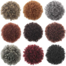 Load image into Gallery viewer, Xtrend Natural Black Afro Ponytail Drawstring Short Afro Kinky Curly Pony Tail Curly Hair Synthetic Fiber Puff Ponytail Wrap Updo Hair Extensions with 2 Clips for Black Women 1B