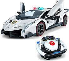 Load image into Gallery viewer, Top Race Remote Control RC Police Car TR-911, 4D Motion Gravity and Steering Wheel Control, 1: 12 Scale, 2.4GHz, with Lights, Sirens, Powered Doors, Toys, Toy Cars