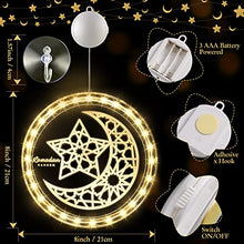 Load image into Gallery viewer, Eid Ramadan Decorative Window Lights, 8in Eid Moon Star Hanging Lights with Suction Cup Portable, Islam Mubarak Islamic Muslim Light Decor for Outdoor Indoor Bedroom Holiday (Moon and Star Style)