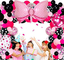 Load image into Gallery viewer, Mini Mouse Balloon Garland Arch Kit Light Pink Rose Red Black Bot Latex Balloons Confetti Balloon Bow Heart Love Foil Balloons Set for Baby Shower Decorations Birthday Party Supplies