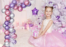 Load image into Gallery viewer, Purple Metallic Chrome Pink Silver Balloons Garland Arch Kit 62 Pcs Unicorn Theme Wedding&Birthday Decoration Globos Party