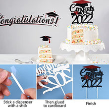 Load image into Gallery viewer, ELECLAND 2022 Graduation Cake Toppers Glitter 2022 Grad Cupcake Toppers Food Picks for Graduation Decorations Party Supplies