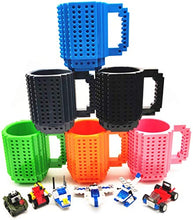 Load image into Gallery viewer, Build-On Brick Mug - Novelty Block Buddy Coffee Cup,DIY Creative Unique Valentine's Father's Day Easter Halloween Birthday Present Christmas Gifts Compatible (Blue)