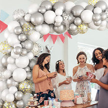 Load image into Gallery viewer, Paready Balloon Arch Garland Kit, White Gold Silver Birthday Party Decoration, White Silver Latex Balloons and Gold Silver Confetti Balloons Set for Birthday Wedding Christmas New Year Baby Shower