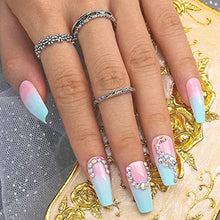 Load image into Gallery viewer, Sethexy Long Ballerina Fake Nails Pink False Nails Coffin Stick on Nails Glossy Gradient Nails with Glue 24Pcs Acrylic Art Press-on Nail Tips for Women and Girls (D)