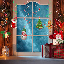 Load image into Gallery viewer, Maridergo Christmas Hanging Swirl Decorations Set, 18 Pieces Merry Christmas Elk Sign Snowman Socks Swirls Garland Foil Hanging Ceiling Decoration for Indoor Outdoor Christmas Party Decoration