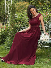 Load image into Gallery viewer, Ever-Pretty Women's Classic Round Neck Lace Bust Sleeveless Empire Waist Elegant A Line Floor Length Chiffon Evening Party Dresses Burgundy 12UK