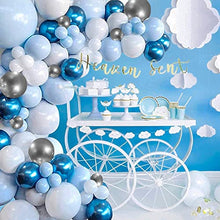 Load image into Gallery viewer, Blue Balloon Garland Arch Kit, 111pcs Macaron Blue Metal, 4D Silver and White Latex Balloons for Boys Girls Baby Shower Wedding Bride Shower Birthday Party Backdrop Decorations