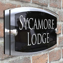 Load image into Gallery viewer, MODERN HOUSE SIGN PLAQUE DOOR NUMBER STREET GLASS EFFECT ACRYLIC ALUMINIUM NAME