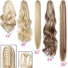 Load image into Gallery viewer, Long Short Claw Ponytail Hair Extension One Piece Cute Clip in on Ponytail Jaw/Claw Synthetic Straight Curly Hairpieces 12" Curly Ash Blonde mix Bleach Blonde