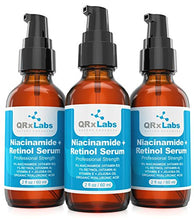 Load image into Gallery viewer, 5% Niacinamide (Vitamin B3) + Retinol Serum (Large 60 ml Bottle) - Ultimate Anti-Aging Wrinkle Reducing Treatment - Fights Acne Breakouts & Fades Blemishes & Spots - Reduces Pore Size & Tightens Skin
