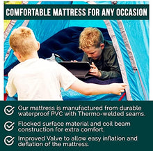 Load image into Gallery viewer, GREEN HAVEN Single Blow up Camping bed + AC Electric Air pump | Waterproof Single Airbed Inflatable Mattress | Camping Electric Pump for Inflatables with 3 Nozzles | Quick Inflatable Camping Mattress