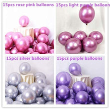 Load image into Gallery viewer, Captank Purple Metallic Balloons Rose Red Balloons Arch Garland Kit 60 pcs Chrome Silver Metallic Latex Light Purple Balloons Pink Balloon kit:16ft Balloon Strip Tape 100 Balloon Dot Glue
