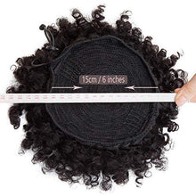 Load image into Gallery viewer, S-noilite Chignon Puff Afro Fluffy Kinky Curly Hair Bun Updo 100% Remy Real Human Hair Extensions - Ponytail Hairpiece Short Drawstring, Natural Black (Medium)