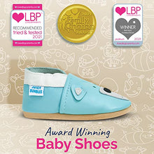 Load image into Gallery viewer, Soft Leather Baby Shoes with Suede Soles - Toddler Shoes - Infant Shoes - Pre Walker Shoes - Crib Shoes - Blue Teddy 0-6 Months