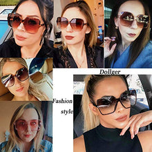 Load image into Gallery viewer, Dollger Oversized Square Sunglasses for round faces for Women Big Large Wide Fashion Shades for Men 100% UV Protection Unisex Brown