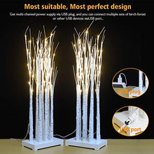 Load image into Gallery viewer, OBELON Pre-lit Twig Birch Tree Forest 36 LED Lights 7pcs Artificial Birch Trees for Christmas Easter Party Holiday Decoration - 30inch High