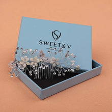 Load image into Gallery viewer, SWEETV Wedding Hair Comb Silver Pearl Flower Bridal Clip Hair Accessories for Bride Women