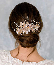 Load image into Gallery viewer, SWEETV Handmade Wedding Hair Comb Pearl Floral Leaf Bridal Hair Accessories for Brides and Bridesmaid