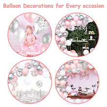 Load image into Gallery viewer, GRESAHOM Balloon Garland Arch Kit , 107pcs Silver Confetti Party Balloons Pink White Latex Balloons Set for Wedding, Birthday, Hen Party, Baby Shower, Anniversary or Christmas Decorations