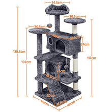 Load image into Gallery viewer, Yaheetech 138.5cm Cat Tree Tower Scratching Posts Multilevel Cat Climbing House with Condos & Ladder Cat Activity Centre for Indoor Cats, Dark Grey
