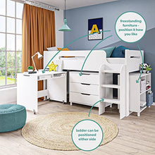 Load image into Gallery viewer, Dynamo White Mid Sleeper Cabin Bed with Storage and Desk
