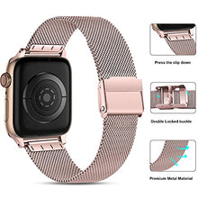 Load image into Gallery viewer, Wepro Straps Compatible with Apple Watch Strap 41mm 40mm 38mm for Women/Men, Classic Mesh Business Metal Replacment Strap for Apple Watch SE/iWatch Series 7 6 5 4 3 2 1, 41mm 40mm 38mm/Rose Pink-N