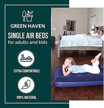 Load image into Gallery viewer, GREEN HAVEN Single Blow up Camping bed + AC Electric Air pump | Waterproof Single Airbed Inflatable Mattress | Camping Electric Pump for Inflatables with 3 Nozzles | Quick Inflatable Camping Mattress