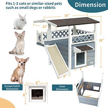 Load image into Gallery viewer, Petsfit Cat Wooden House, Waterproof House Cat Outdoor, Cat Outdoor Shelter with Cat Scratching Pad, Balcony (Grey)