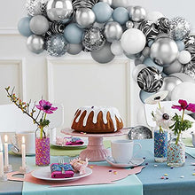 Load image into Gallery viewer, KAINSY Balloon Arch Garland Kit, 89pcs Silver Gray White Balloon Arch Kit Birthday Party Decoration, Macaron Agate Confetti Latex Balloons Set for Birthday Wedding Backdrop Decorations Party Supplies