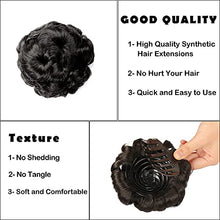 Load image into Gallery viewer, MEIRIYFA Scrunchy Scrunchie Hair Bun Updo Hairpiece Synthetic Hair Bun Extension with Claw Accessories for Women Wedding Daily Party (Black)
