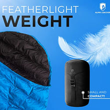 Load image into Gallery viewer, Alpin Loacker Sleeping Bag 460 g Light Summer Sleeping Bag -The Premium Summer Down Sleeping Bag Ultralight with Small Pack Size for Hiking and Camping,Blue