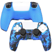 Load image into Gallery viewer, Benazcap Silicone Skin Accessories for PS5 DualSense Controller, PS5 Controller Skin x 1, with Thumb Grip x 10,Camouflage Blue