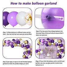 Load image into Gallery viewer, i-QiQi Purple Balloon Garland Kit, Latex Gold Confetti Balloons Metallic Gold Balloons White for Engagement Wedding Birthday Party Baby Shower.