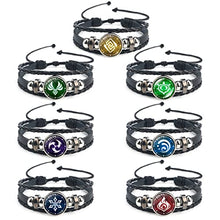 Load image into Gallery viewer, Genshin Impact Bracelet 7 Pcs, Animne Luminous Bracelet, Element Luminous Bracelets Glow in Dark, God's Eye Time Gem Bracelet of Fire, Ice, Wind, Grass, Rock, Thunder, Water