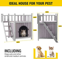 Load image into Gallery viewer, Cat/Dog/Rabbit House Outdoor and Indoor in wood, Feral Pet Houses with Stairs for Dogs